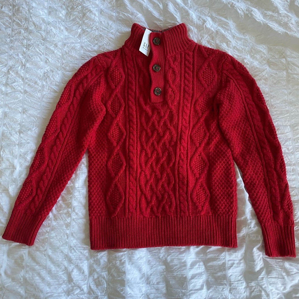 NWT GAP Kids Red Cable Knit Sweater Medium